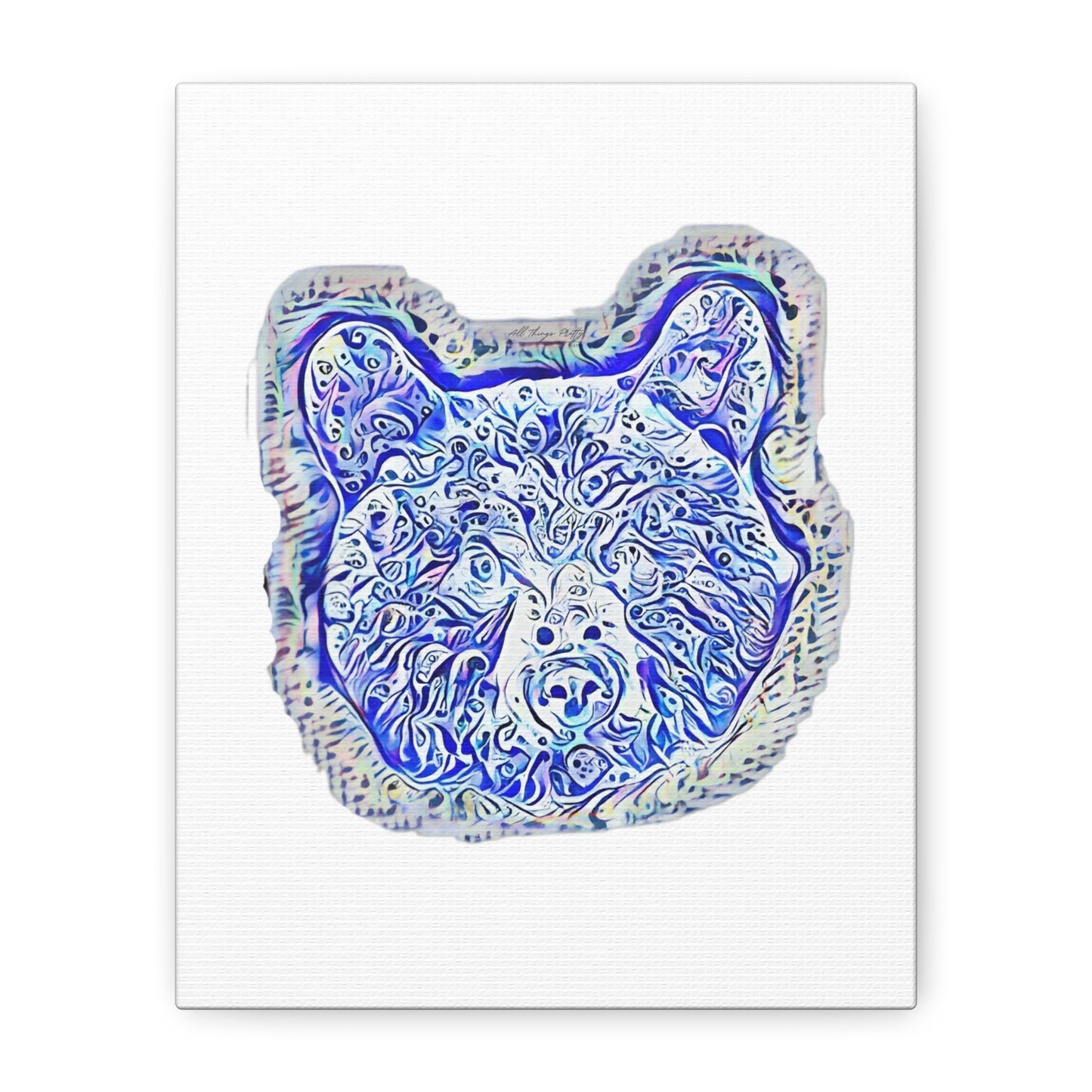 Blue Spirit Bear Canvas Wall Art — Abstract Watercolor Rustic design