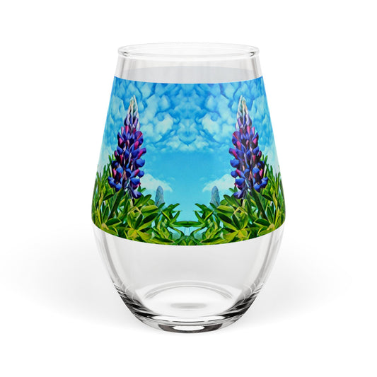Stemless Wine Glass — Lupine Wildflower Sky (11.75 oz)