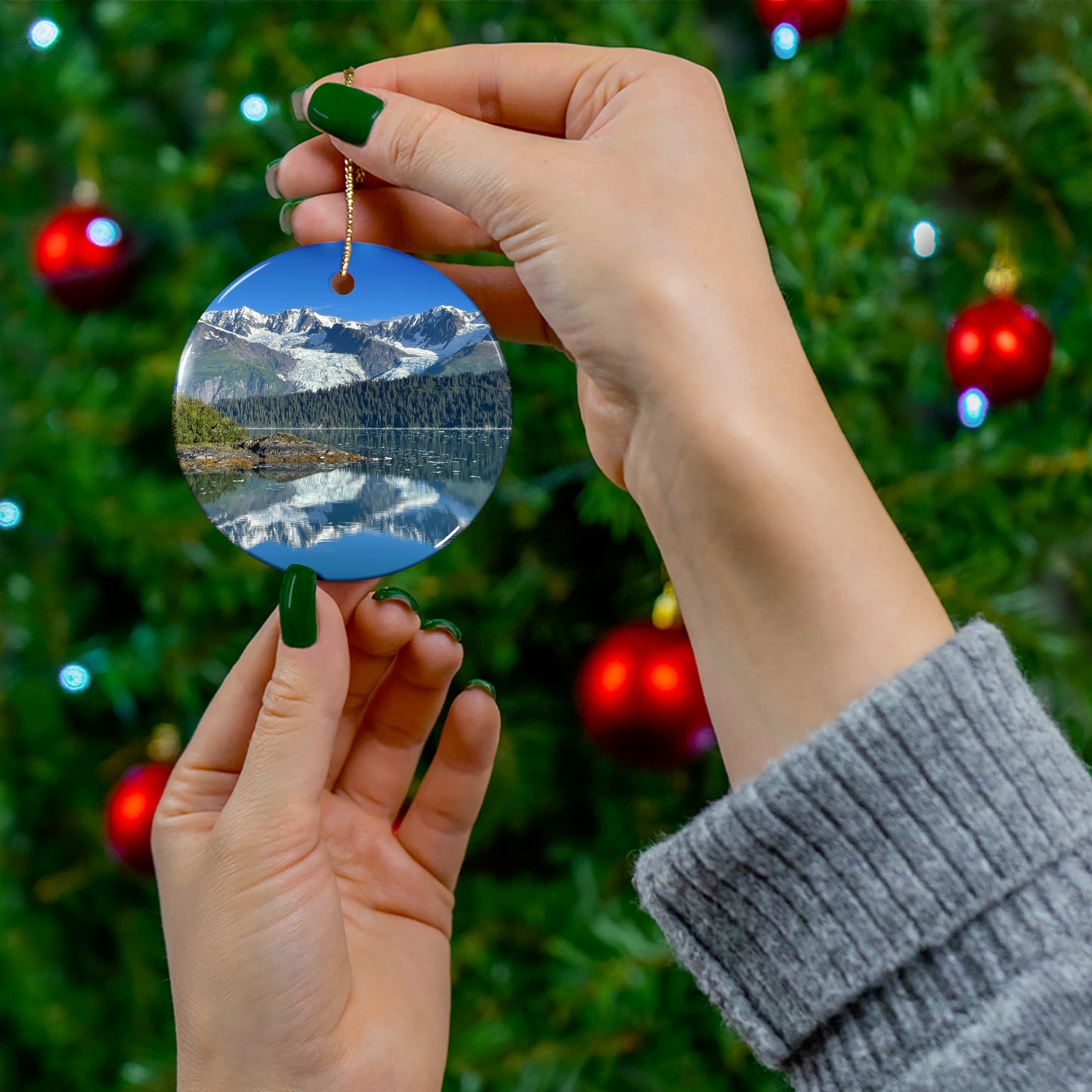 Mountain Ocean Alaska Ceramic Ornament