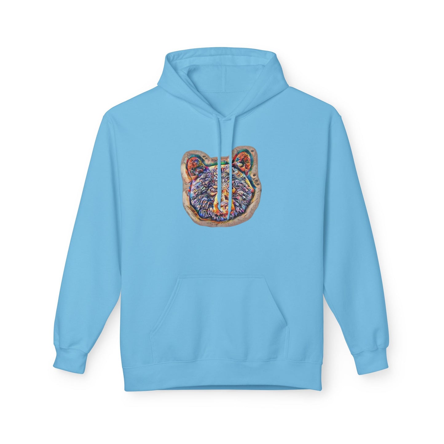 Colorful Abstract Bear Art, Medium Weight Fleece Hoodie