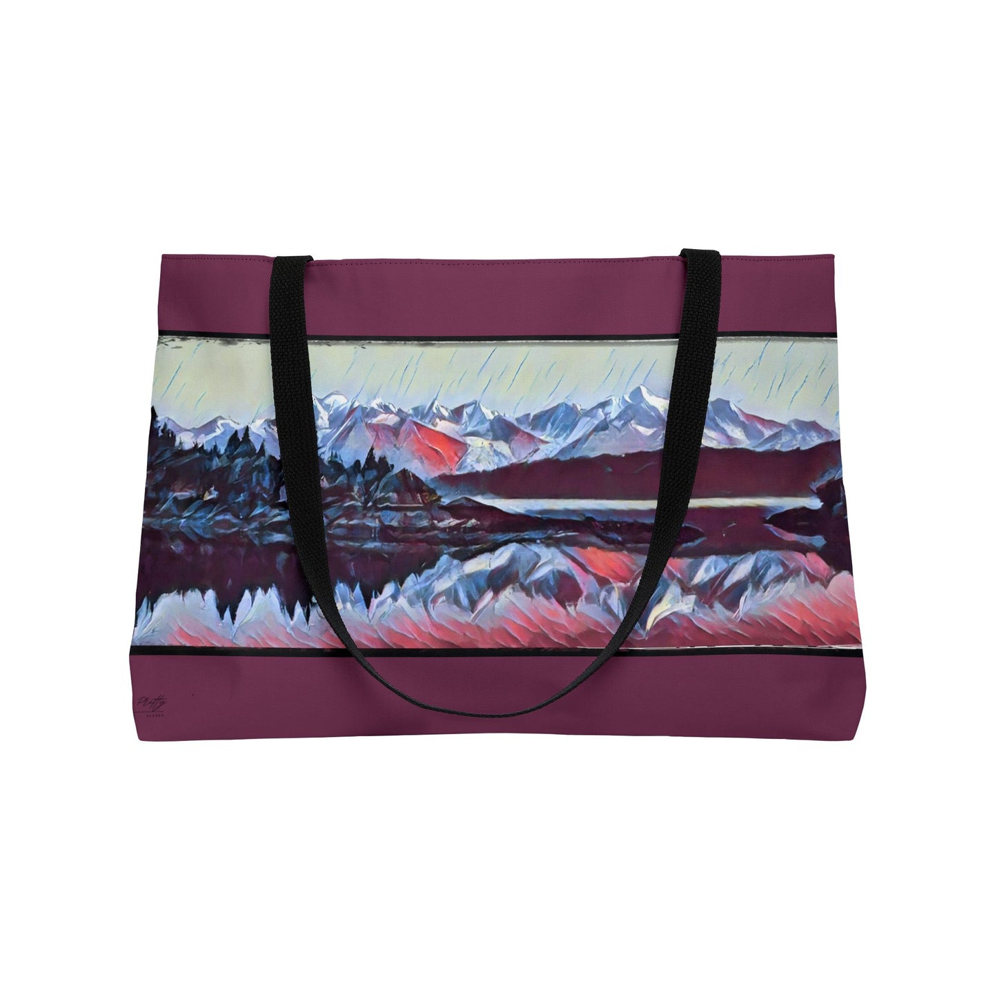 Mountain Glacier Reflection Large Tote Bag - Abstract Watercolor Nature Art