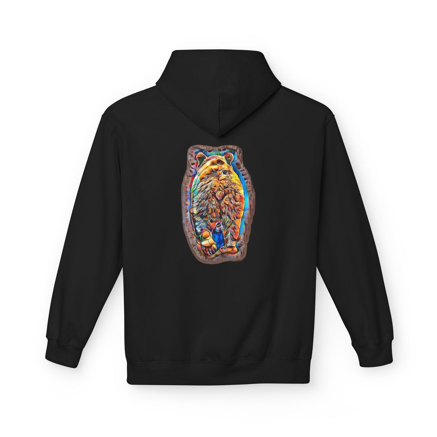 Colorful Abstract Bear Art, Medium Weight Fleece Hoodie