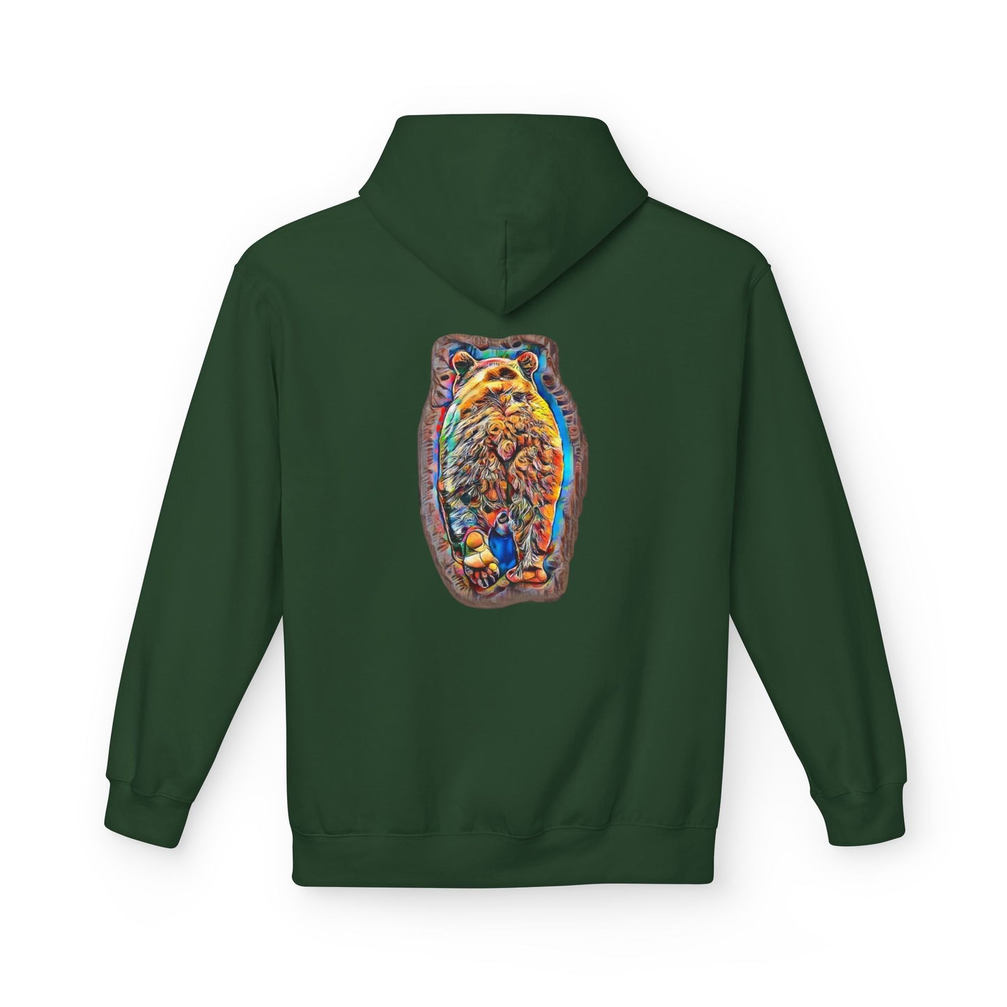 Colorful Abstract Bear Art, Medium Weight Fleece Hoodie
