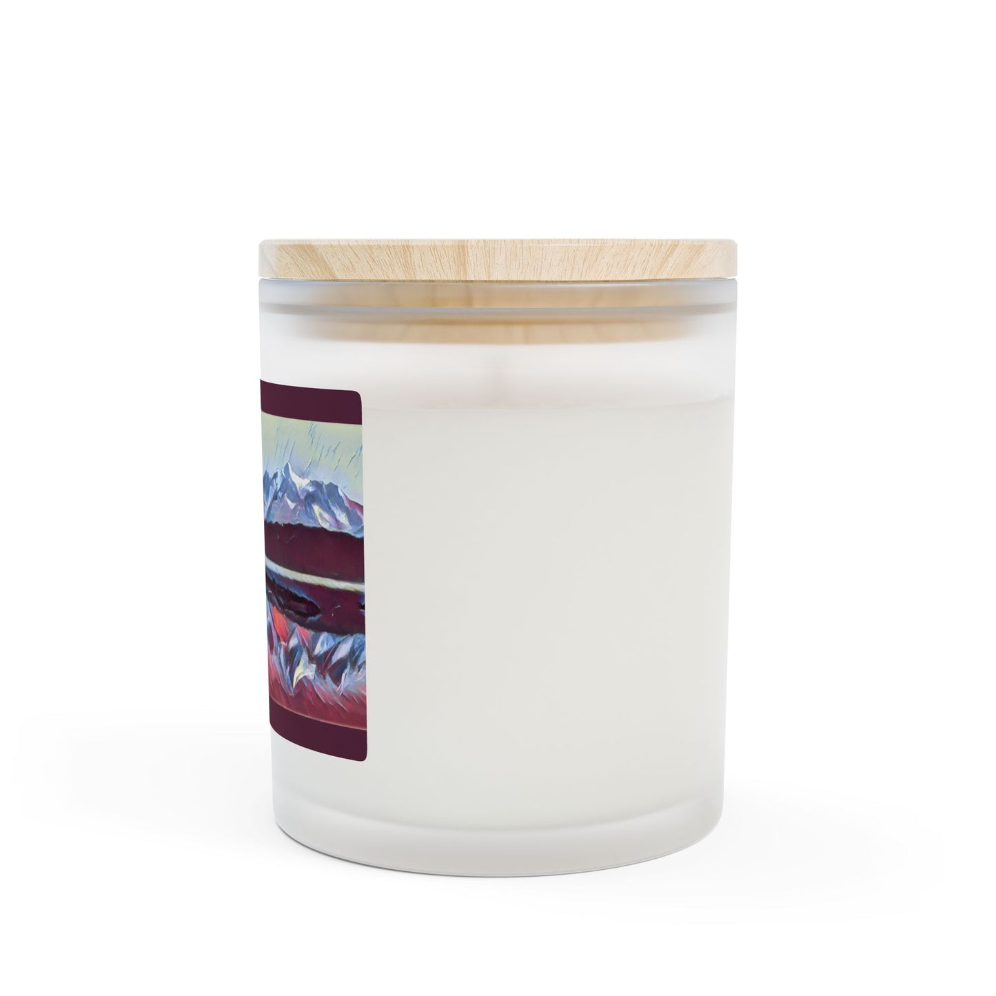 Frosted Glass 11oz Scented Candle - Mountain Glacier Ocean Abstract Watercolor Wilderness Landscape