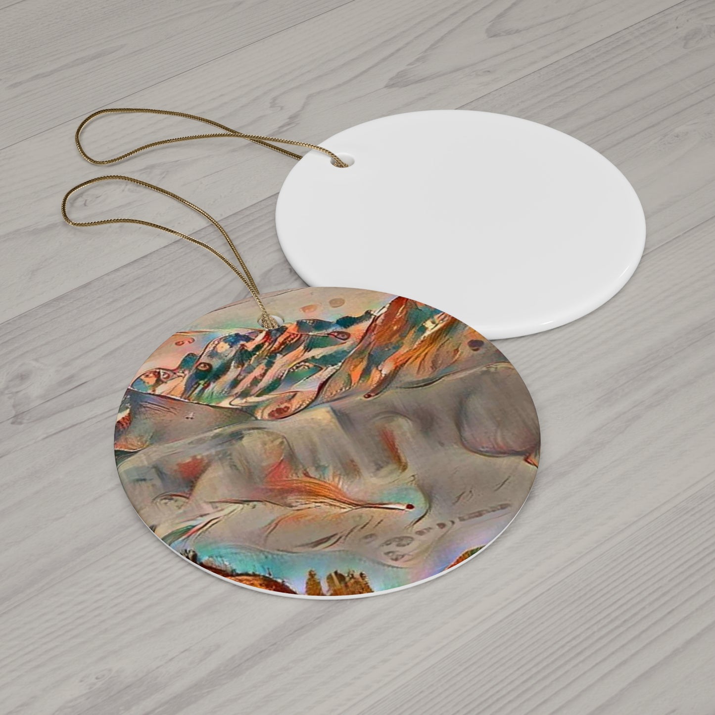 Abstract Mountain Glacier Ceramic Ornament — Holiday Decoration