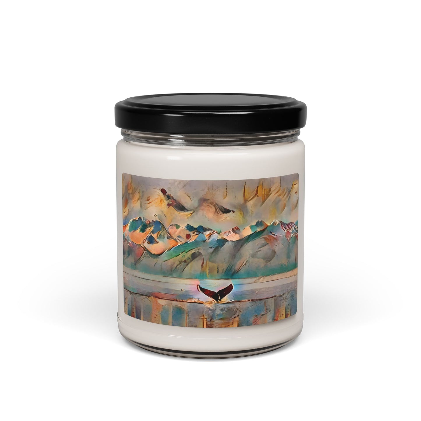 Soy Candle - Abstract Whimsical Whale Tail Scented Jar (9oz)