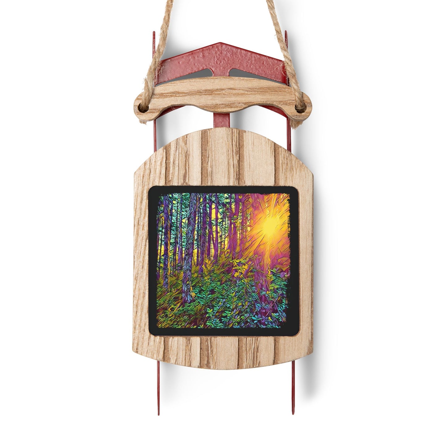 Sled Ornaments Vibrant Forest Light