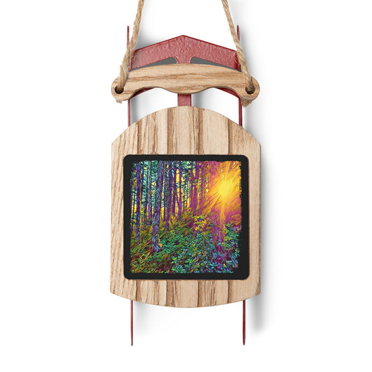 Sled Ornaments Vibrant Forest Light