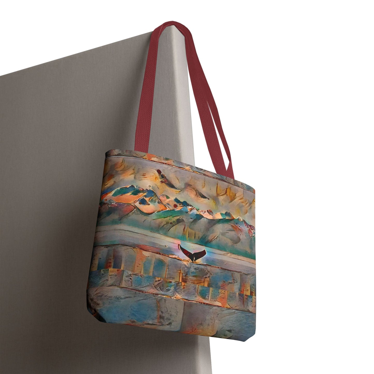 Whale Tail Abstract Rustic Boho Art Tote Medium
