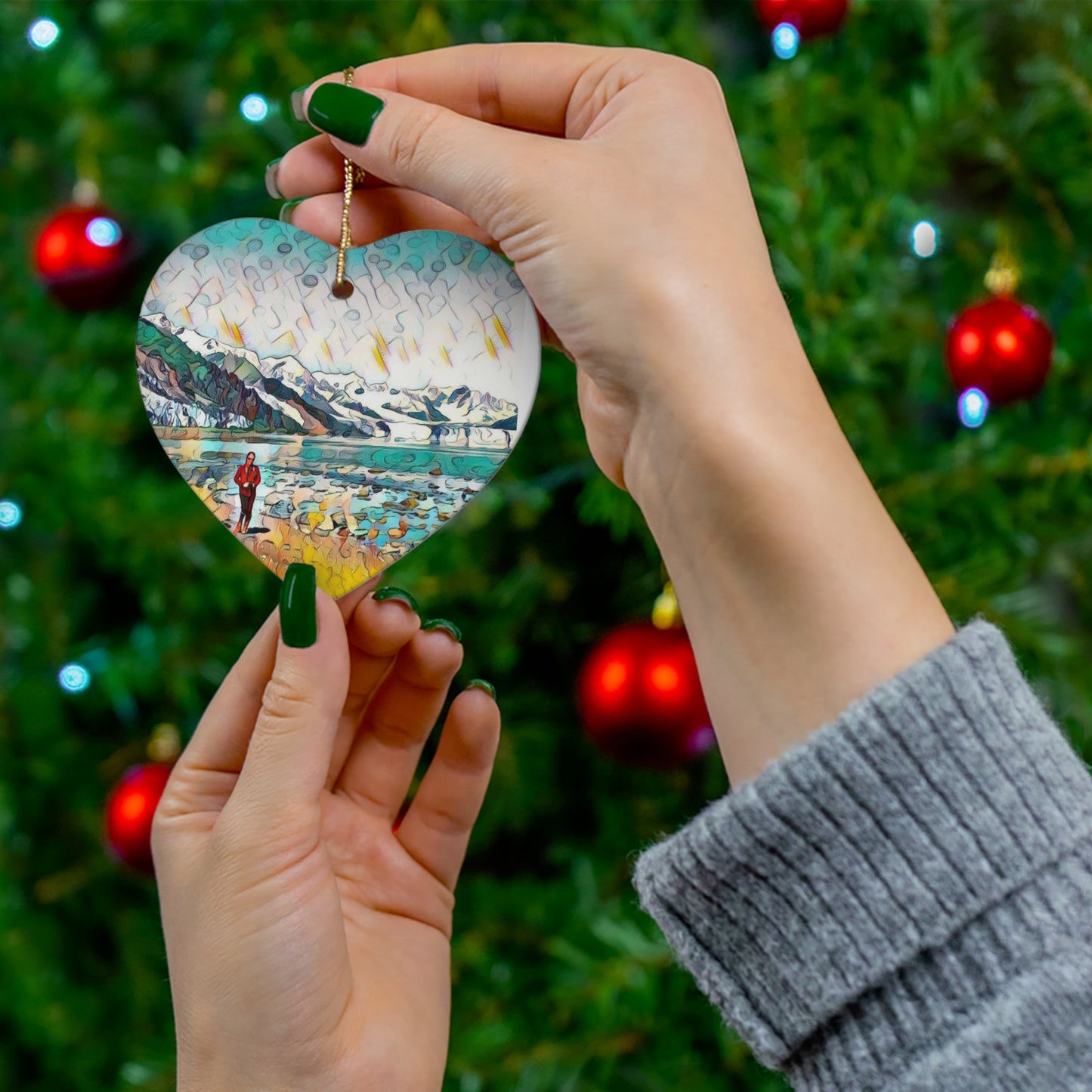 Glacier Beach Walk Ceramic Ornament, 4 Shapes