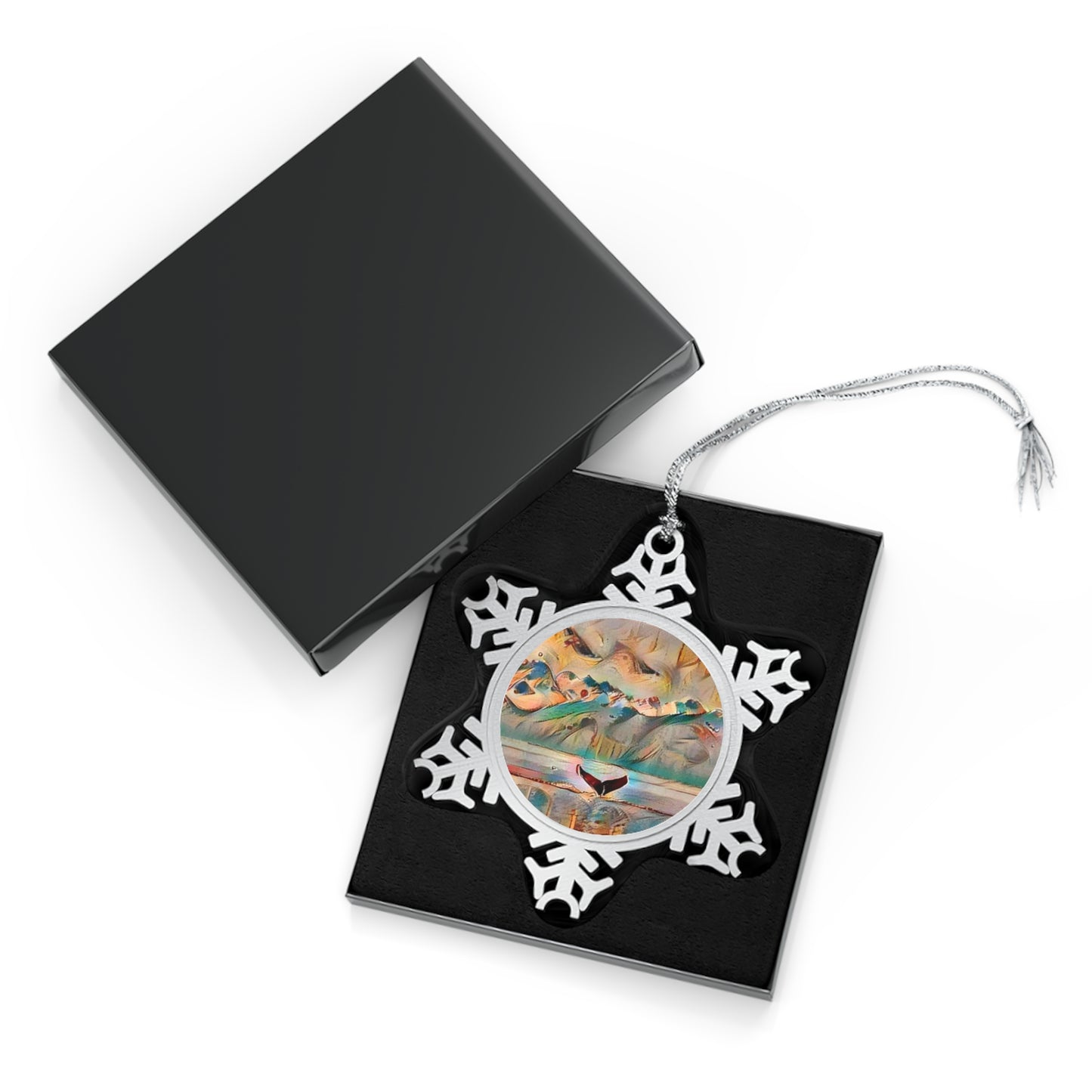 Pewter Snowflake Ornament — Whimsical Whale Tail Holiday Decoration