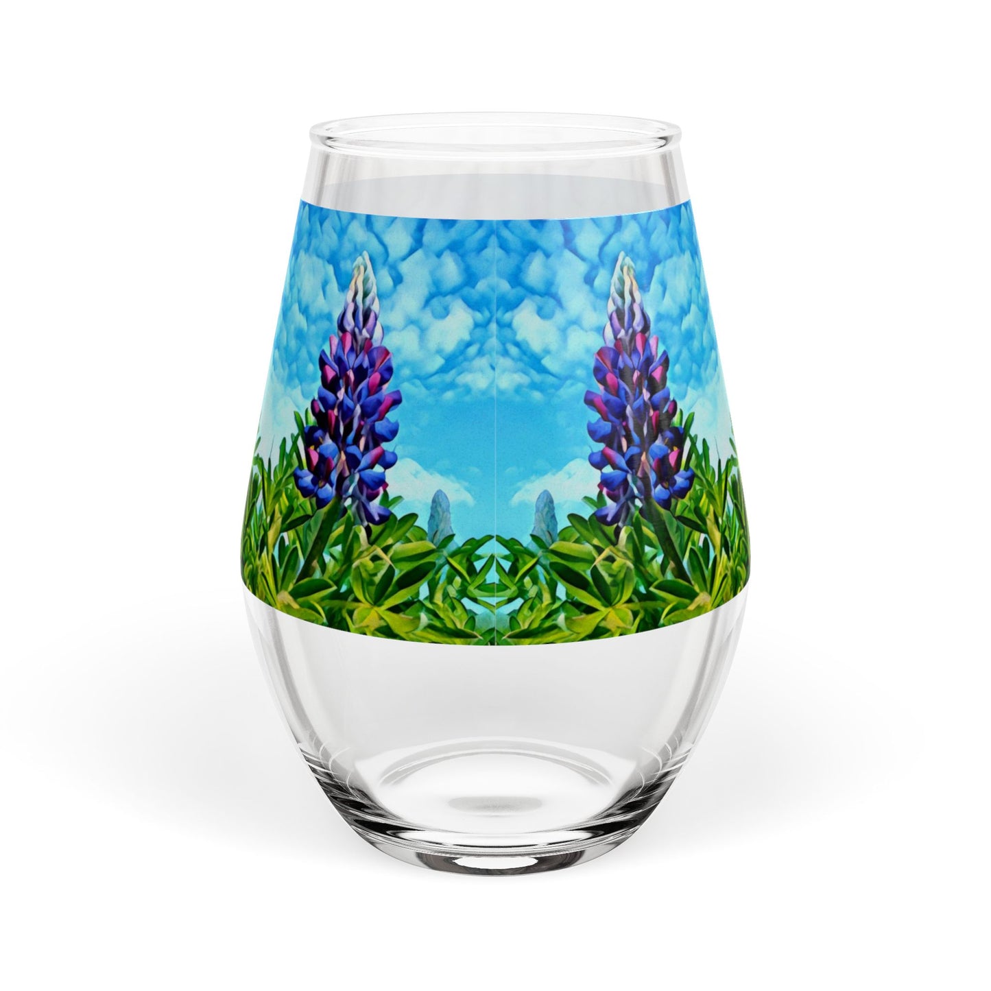 Stemless Wine Glass — Lupine Wildflower Sky (11.75 oz)