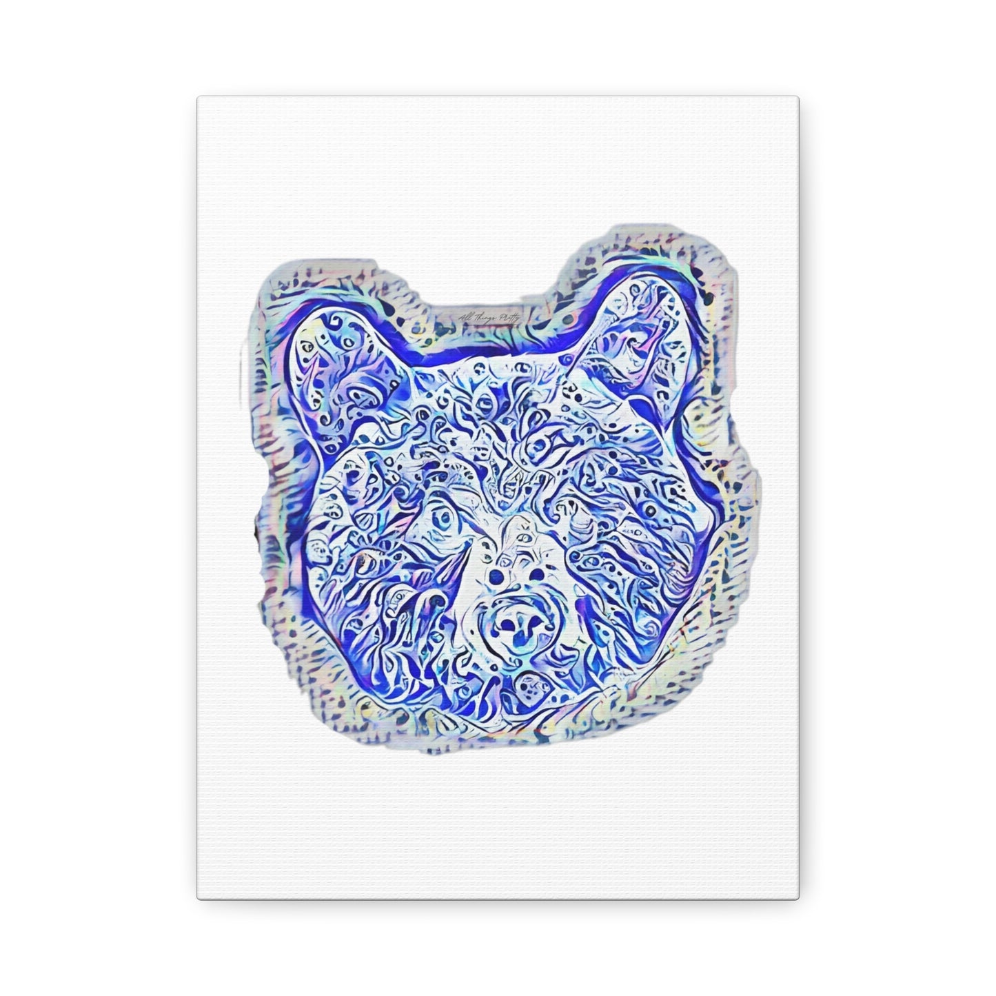 Blue Spirit Bear Canvas Wall Art — Abstract Watercolor Rustic design