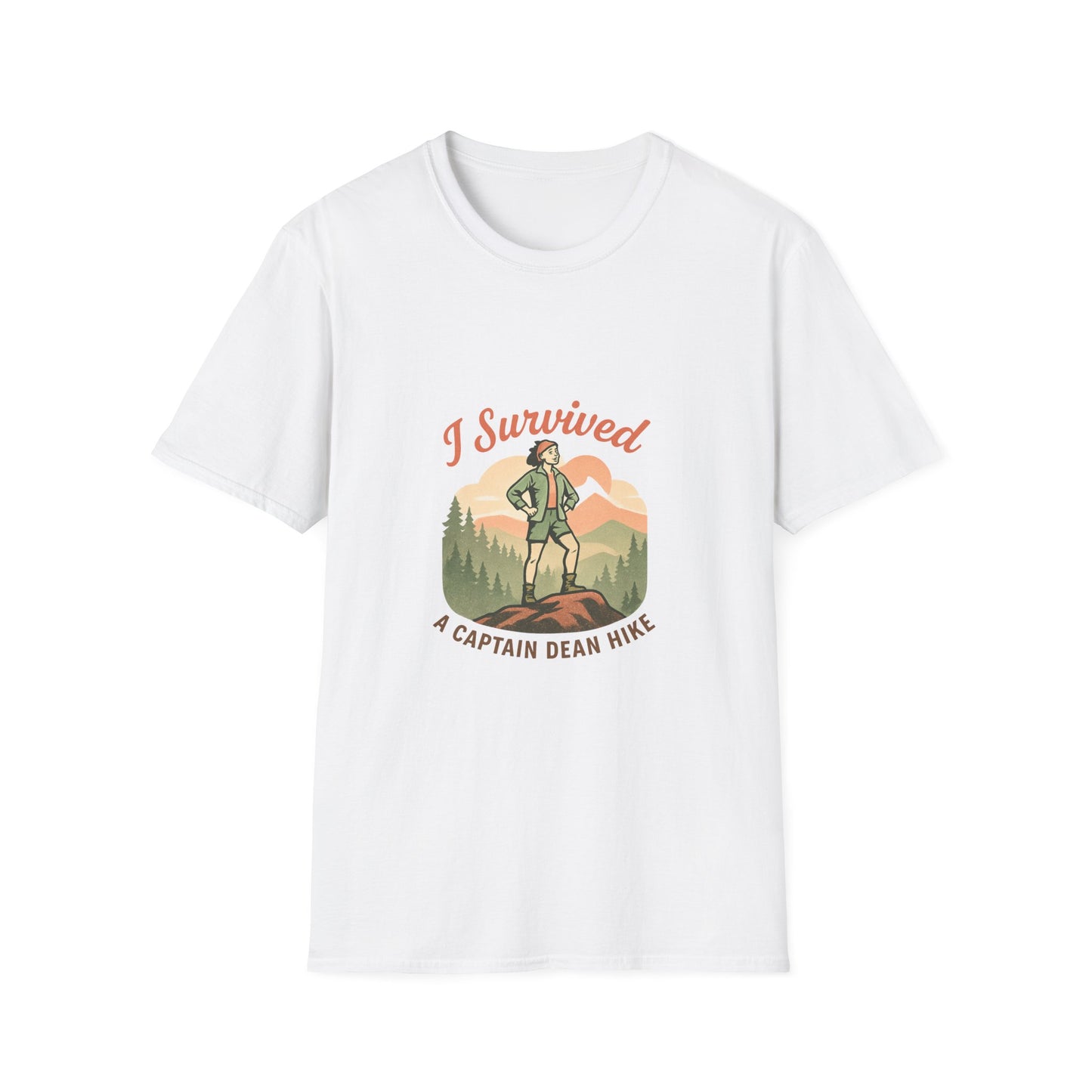 "I Survived A Captain Dean Hike" T-Shirt — Funny Hiking Tee for Outdoor Enthusiasts