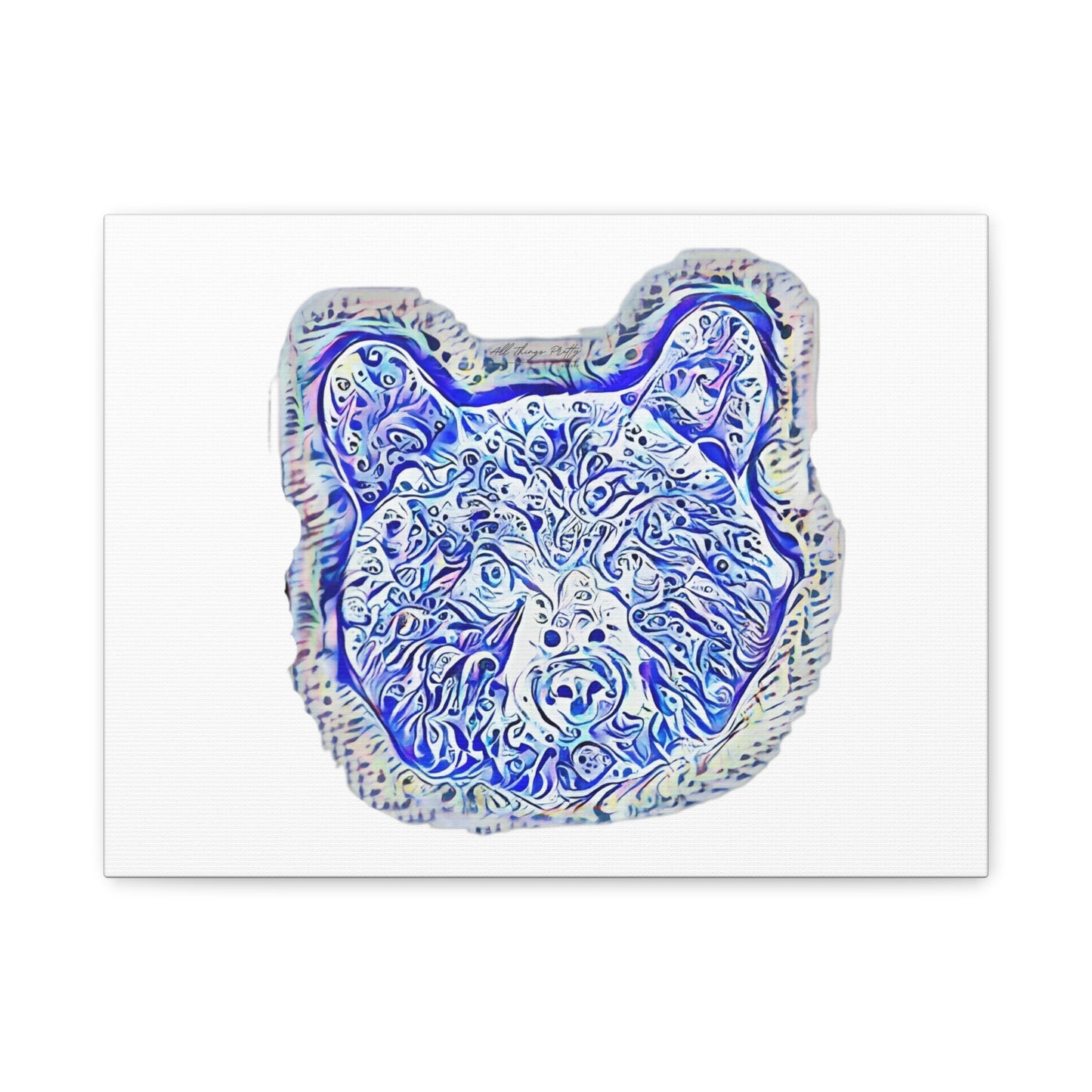 Blue Spirit Bear Canvas Wall Art — Abstract Watercolor Rustic design
