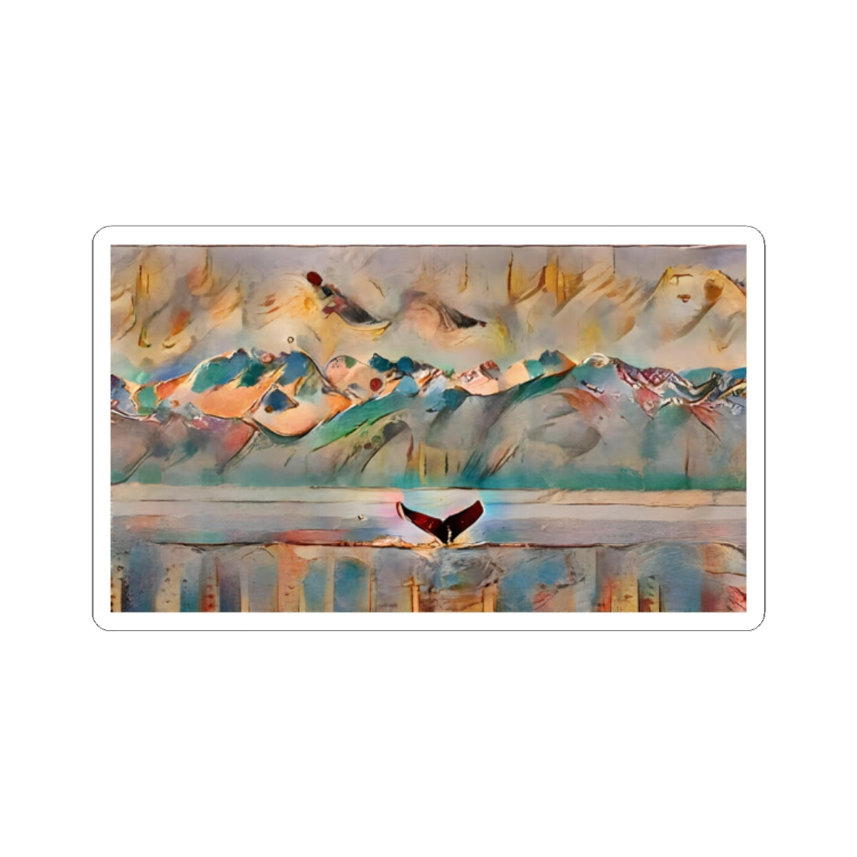 Sticker Whale Tail Mountain Abstract Landscape Wildlife