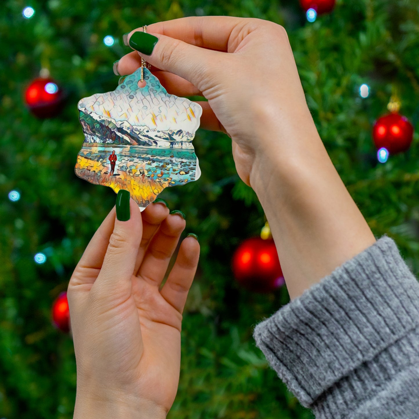 Glacier Beach Walk Ceramic Ornament, 4 Shapes