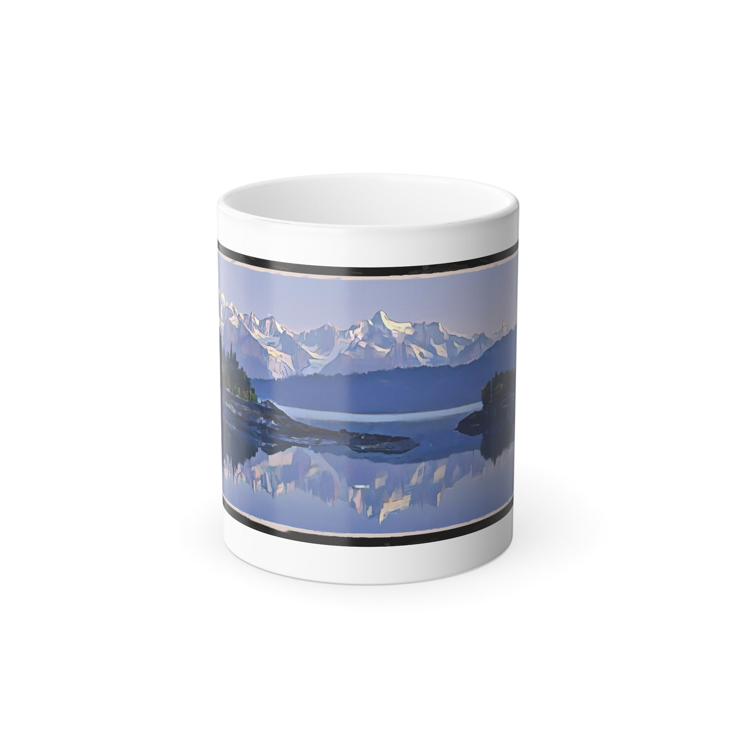 Heat Color-Changing Mug – Mountain Ocean Glacier Abstract Reflection (11 oz)