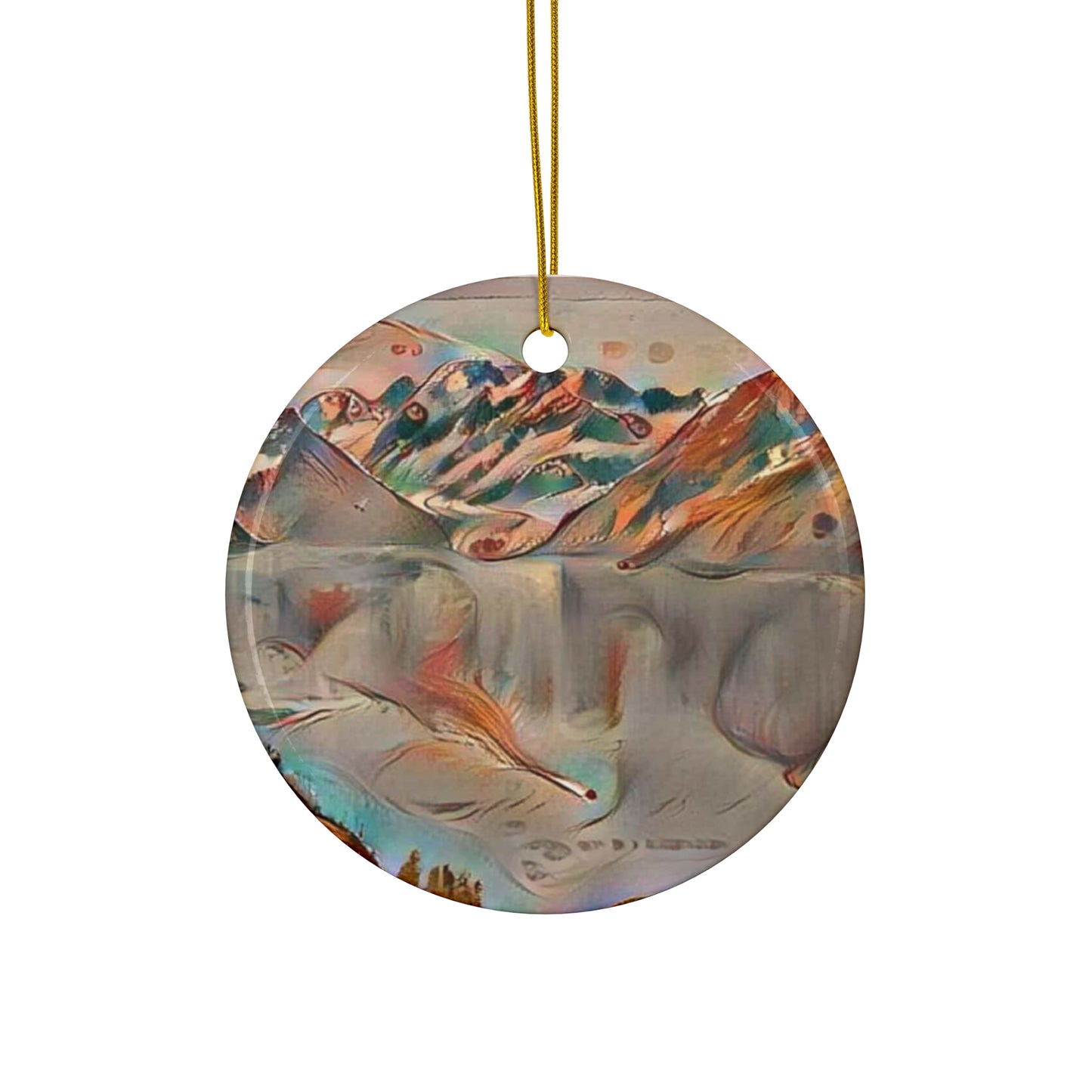 Abstract Mountain Glacier Ceramic Ornament — Holiday Decoration