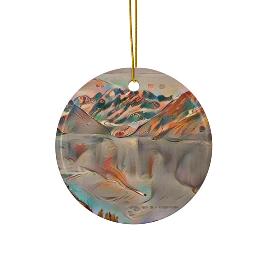 Abstract Mountain Glacier Ceramic Ornament — Holiday Decoration