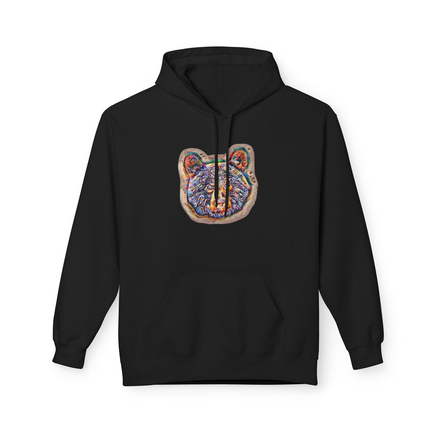 Colorful Abstract Bear Art, Medium Weight Fleece Hoodie