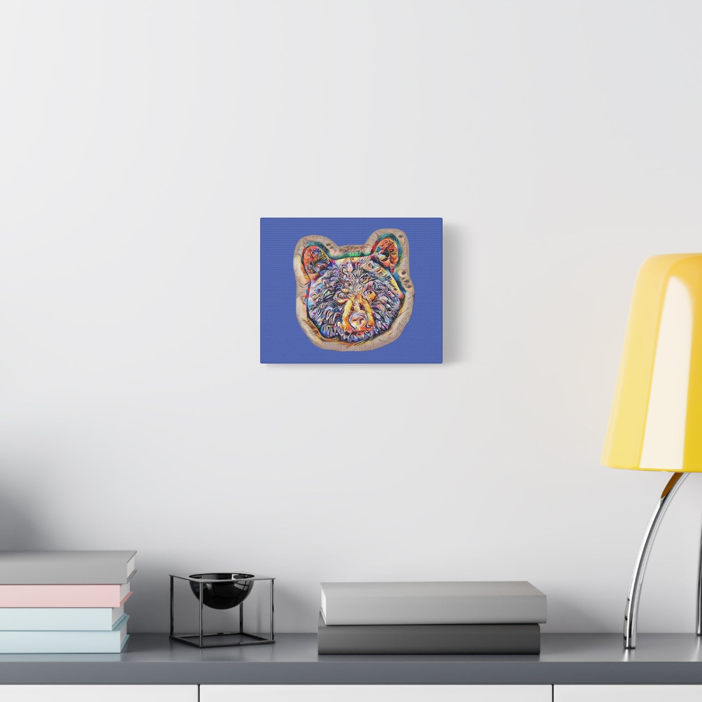 Colorful Bear Rustic Boho Wall Art — Vibrant Animal Portrait on Matte Stretched Canvas