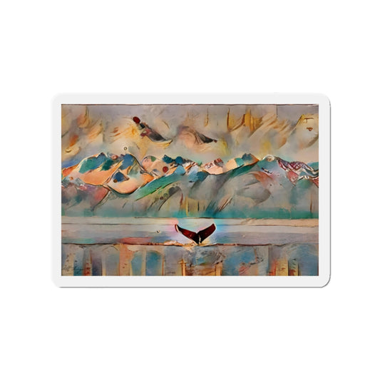 Magnet Whale Tail Glacier Mountain — Abstract Rustic Wildlife Wilderness