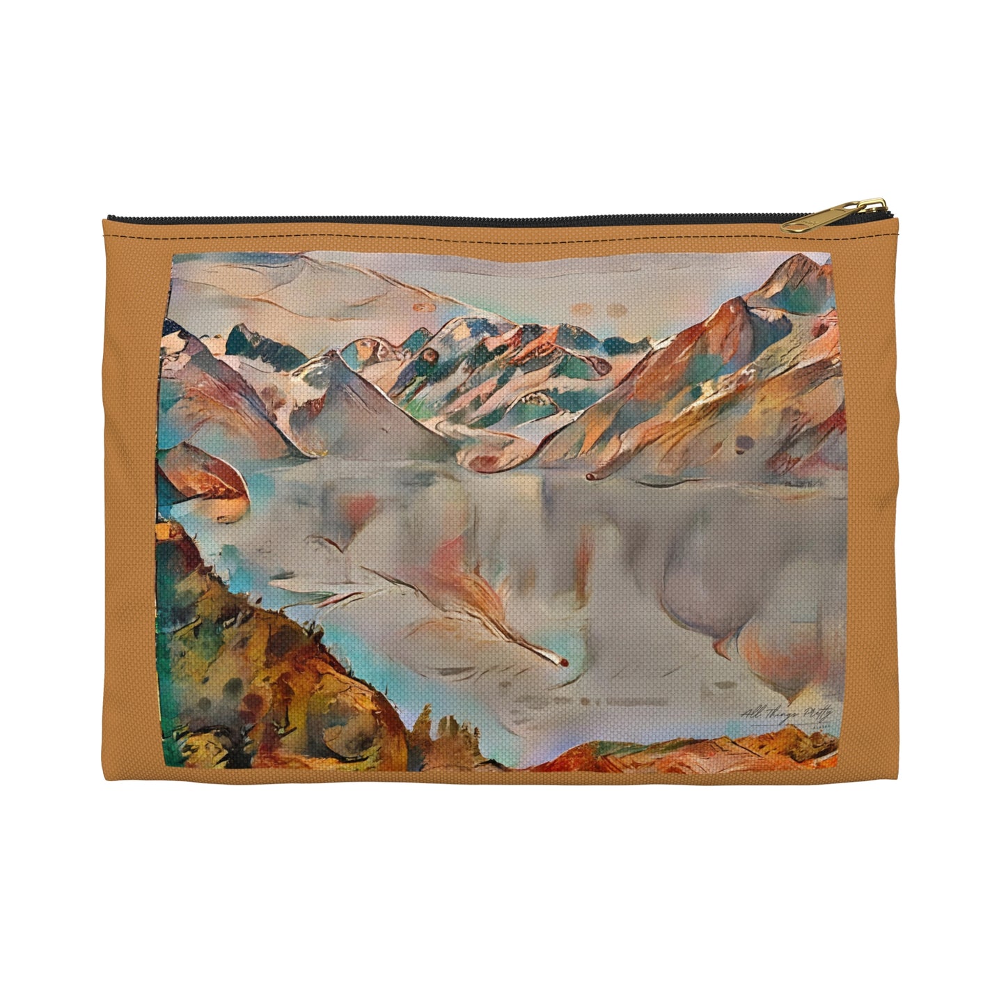 Mountain Glacier Scene Accessory Pouch — Colorful Scenic Zip Pocket