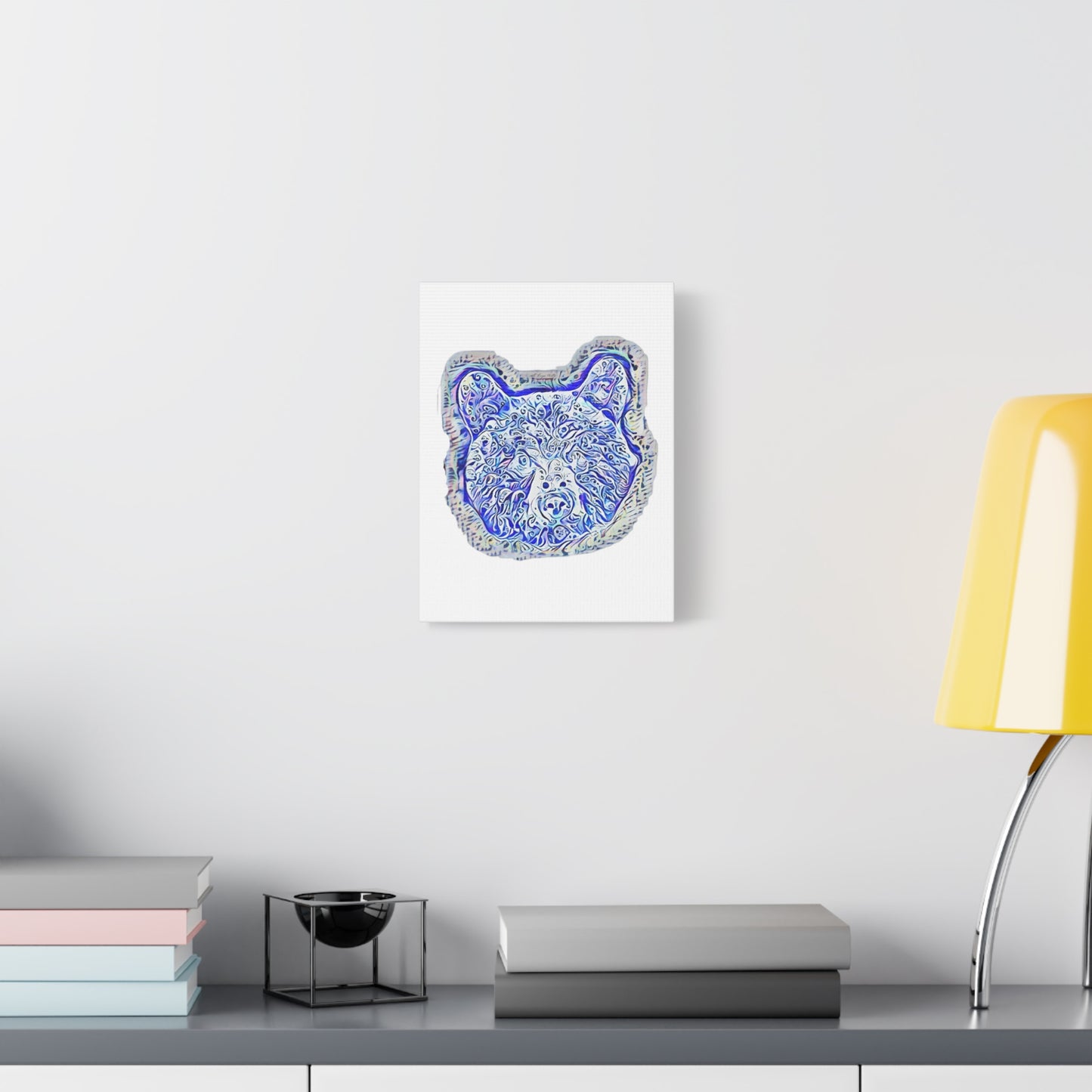Blue Spirit Bear Canvas Wall Art — Abstract Watercolor Rustic design
