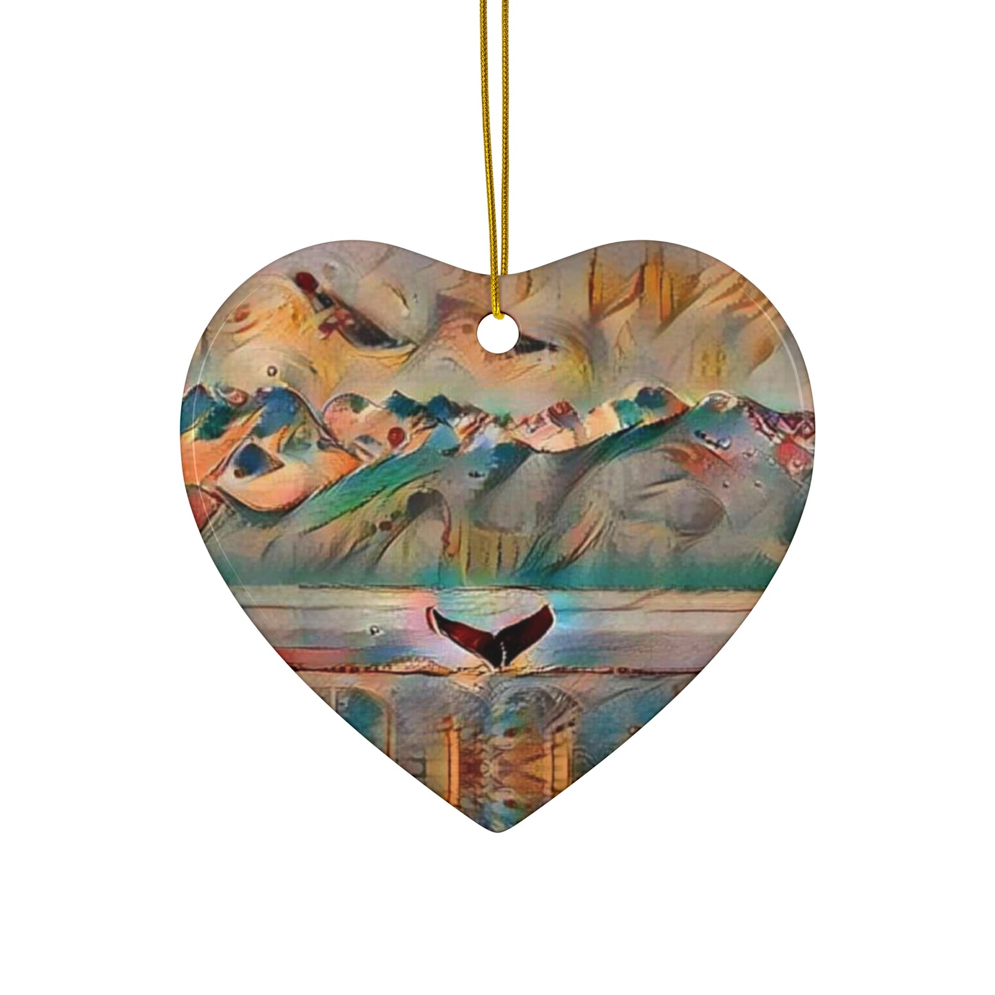 Star Ceramic Ornament — Whimsical Whale Tail Coastal Art Holiday Decoration