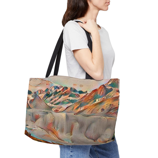 Mountain Glacier Reflection Print Travel Large Tote - Abstract Nature Art