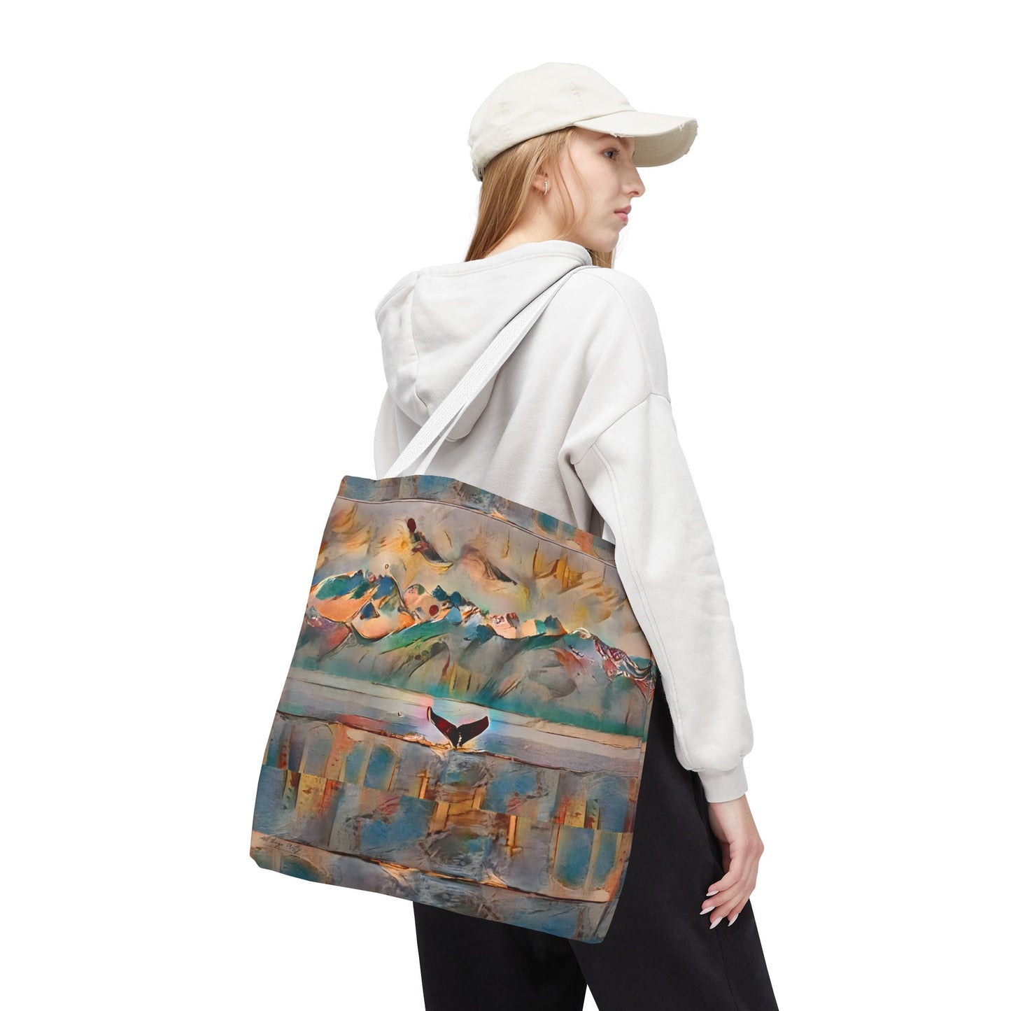 Whale Tail Abstract Rustic Boho Art Tote Medium