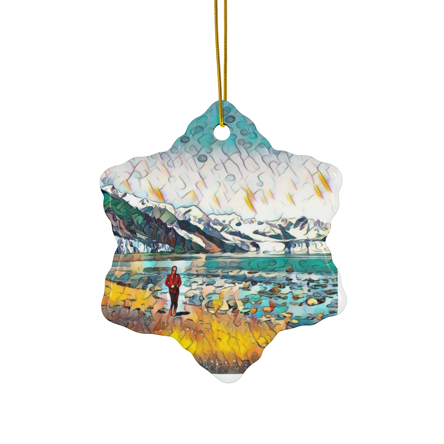 Glacier Beach Walk Ceramic Ornament, 4 Shapes