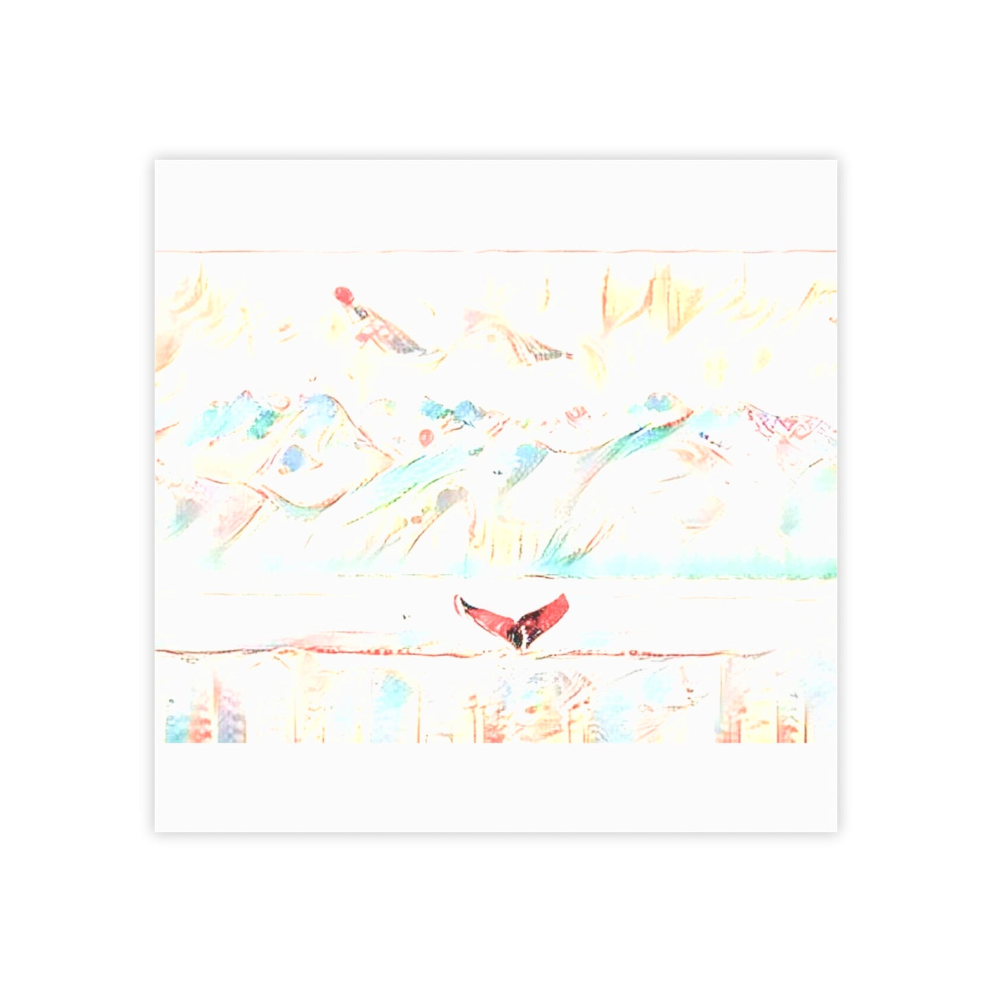 Post-it® Note Pad — Abstract Whale & Mountains Wildlife Sticky Notes