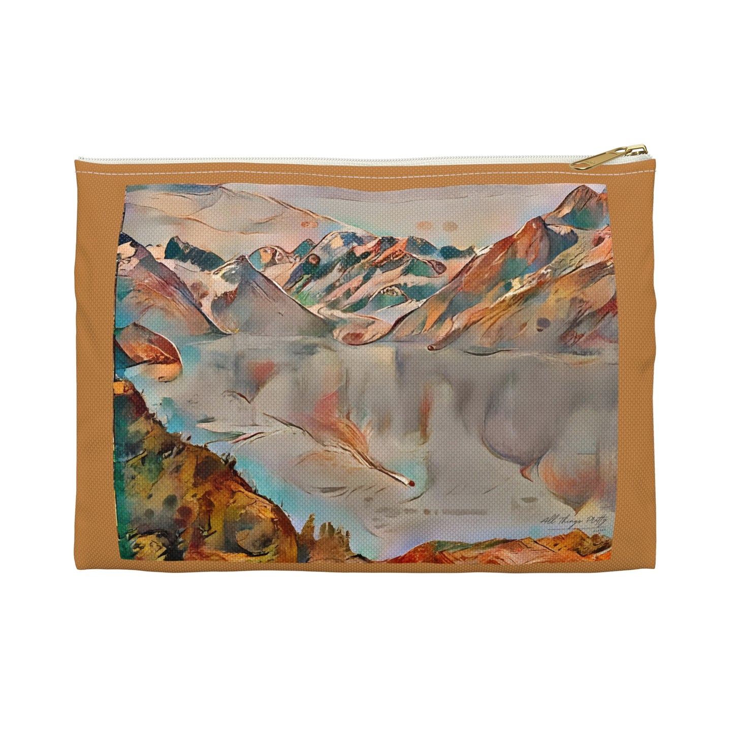 Mountain Glacier Scene Accessory Pouch — Colorful Scenic Zip Pocket