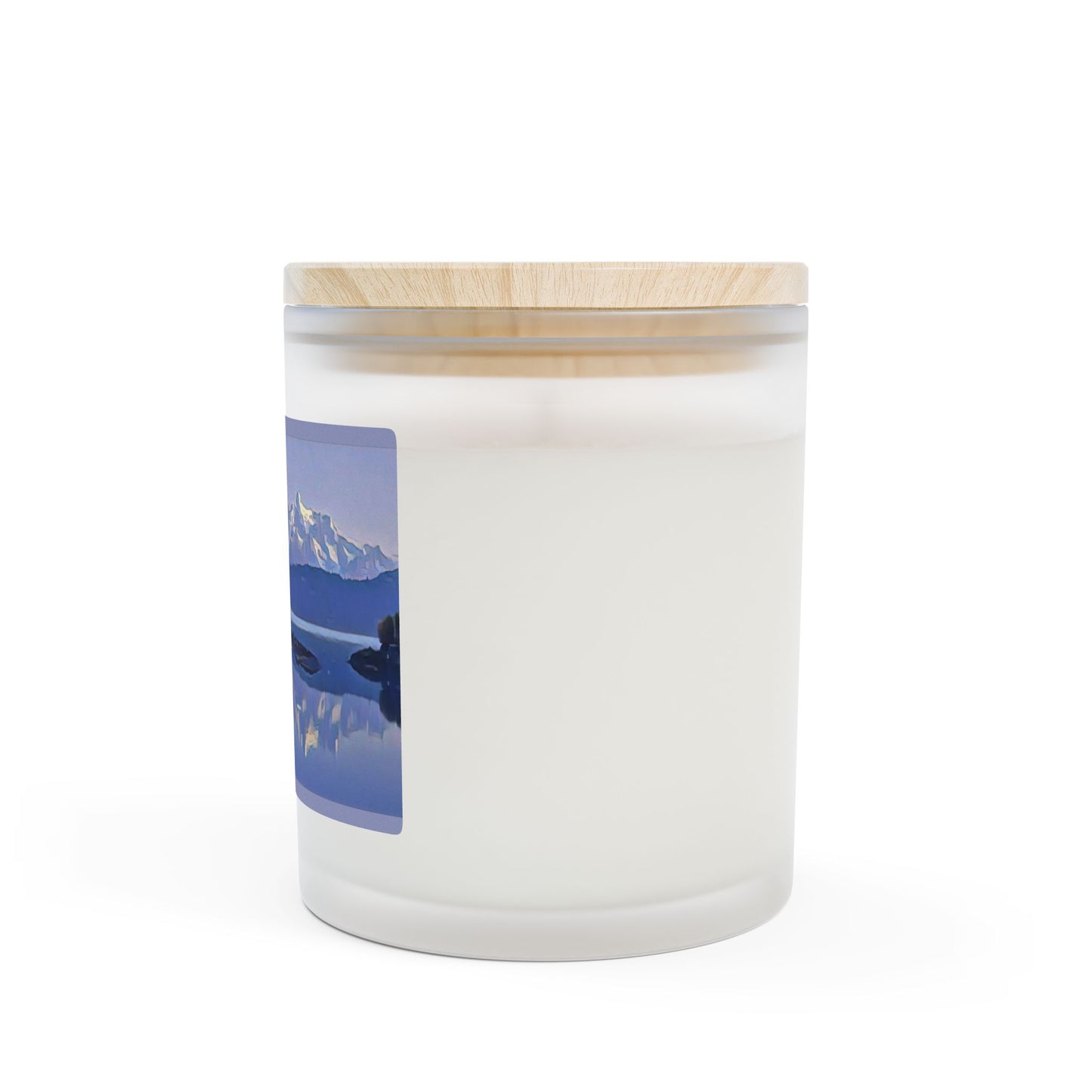 11oz Frosted Scented Glass Candle — Mountain Glacier Ocean Abstract Watercolor Wilderness Landscape