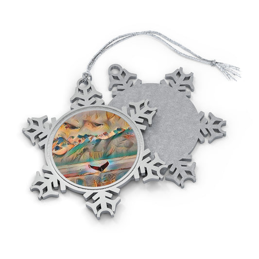 Pewter Snowflake Ornament — Whimsical Whale Tail Holiday Decoration