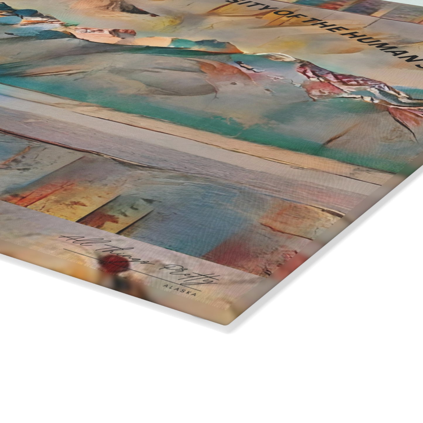 Glass Cutting Board — 'Wilderness Is Not A Luxury' Artistic Abstract Whale