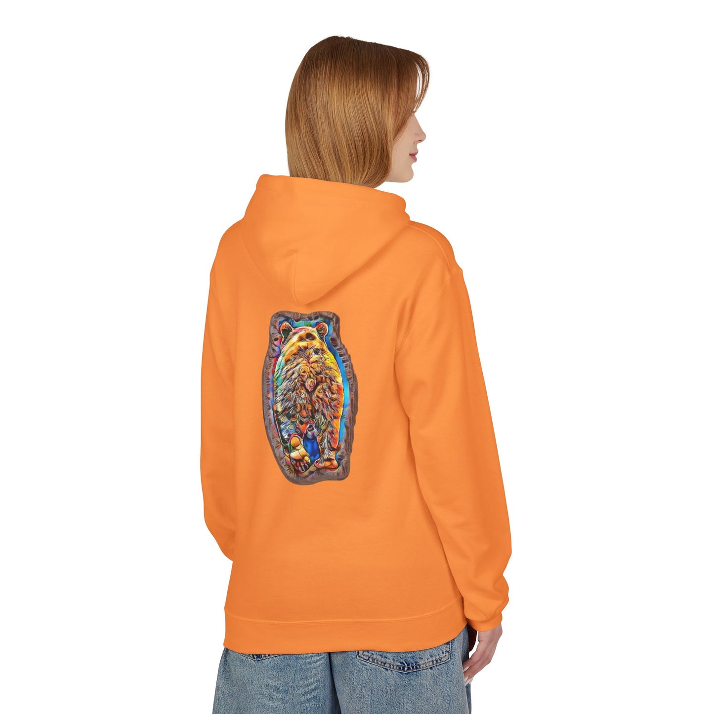 Colorful Abstract Bear Art, Medium Weight Fleece Hoodie