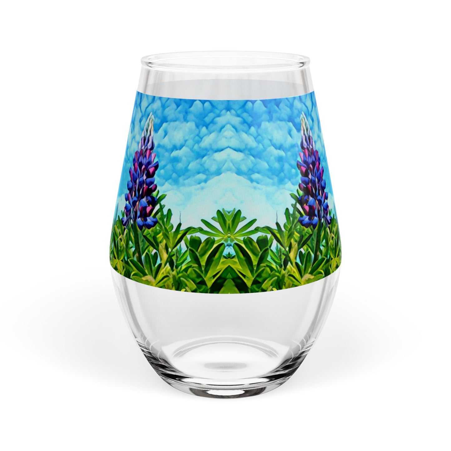 Stemless Wine Glass — Lupine Wildflower Sky (11.75 oz)