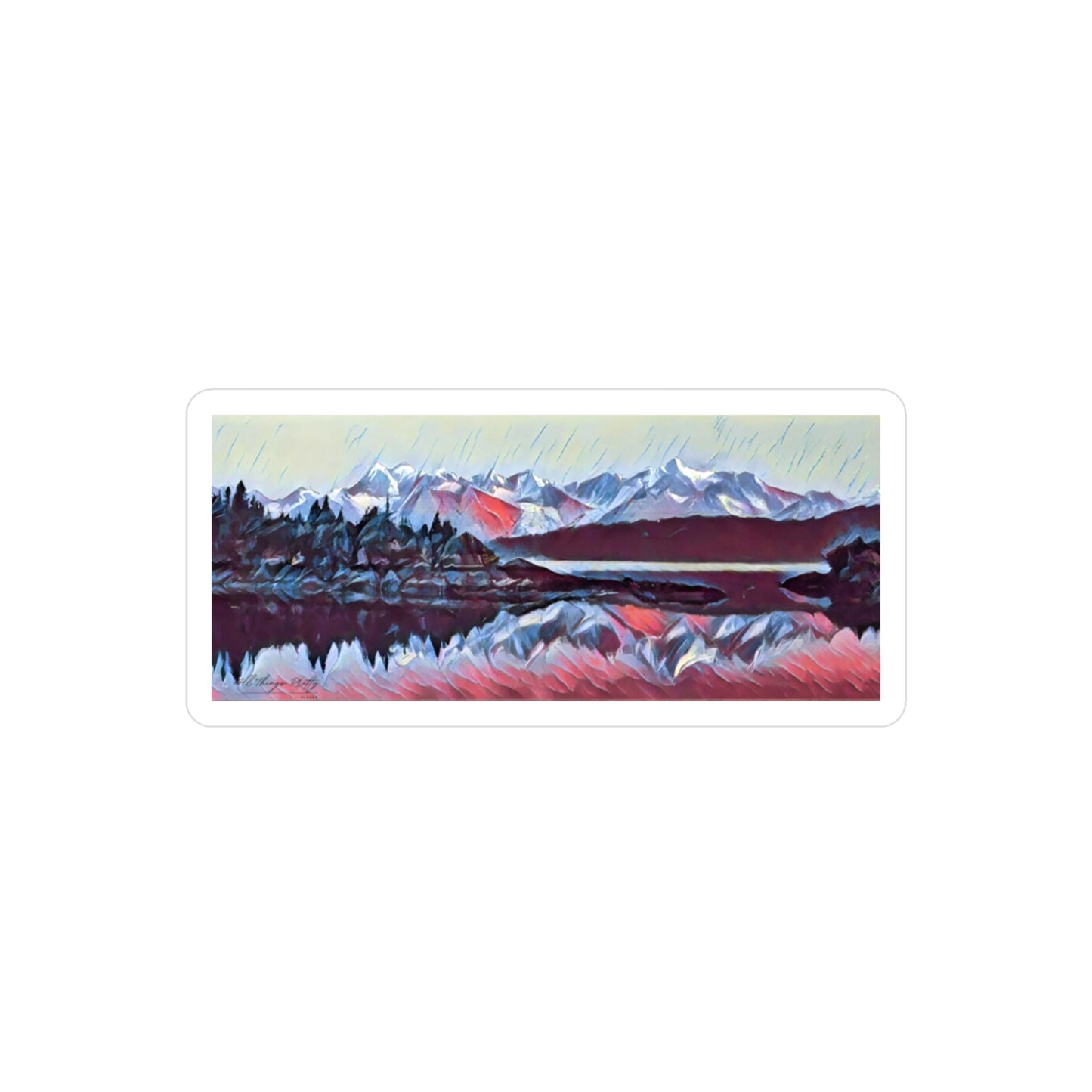 Sticker Mountain Glacier Reflection Vinyl --- Scenic Wilderness Abstract