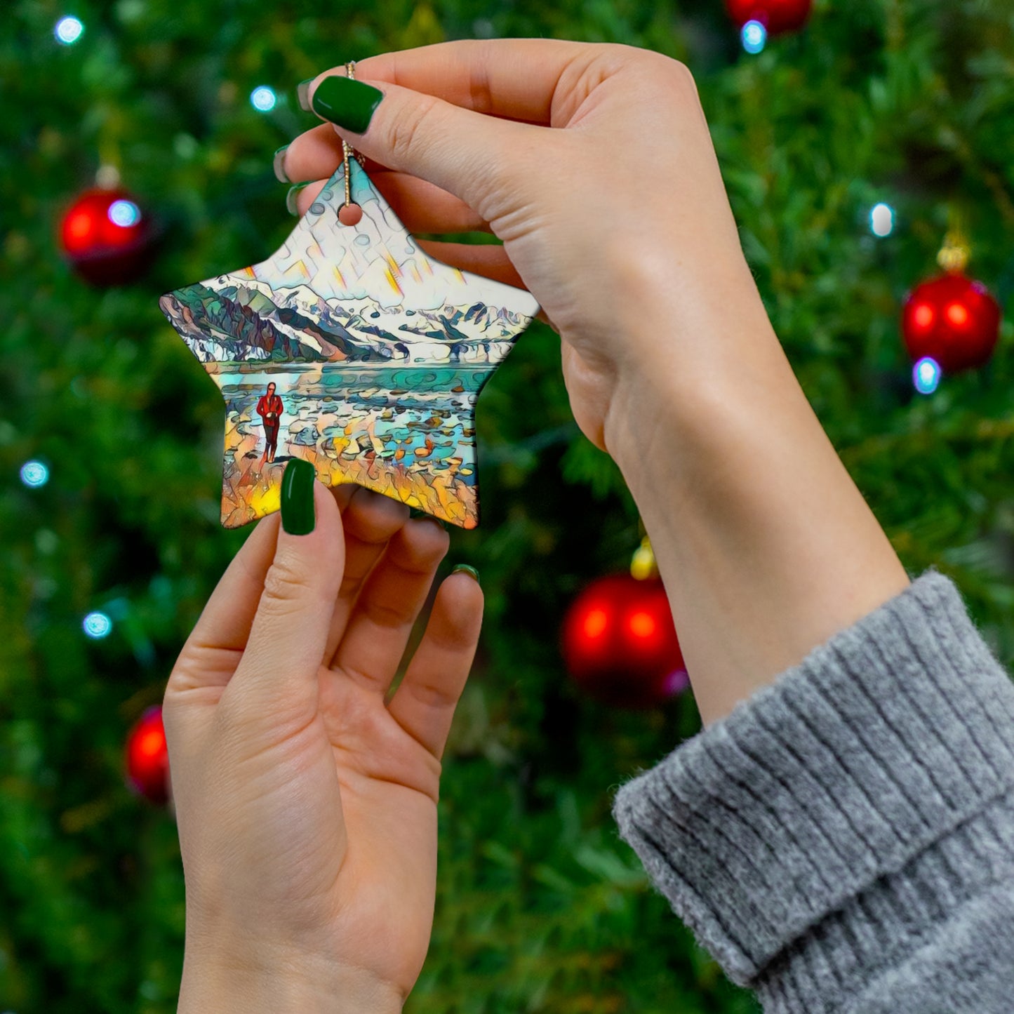 Glacier Beach Walk Ceramic Ornament, 4 Shapes