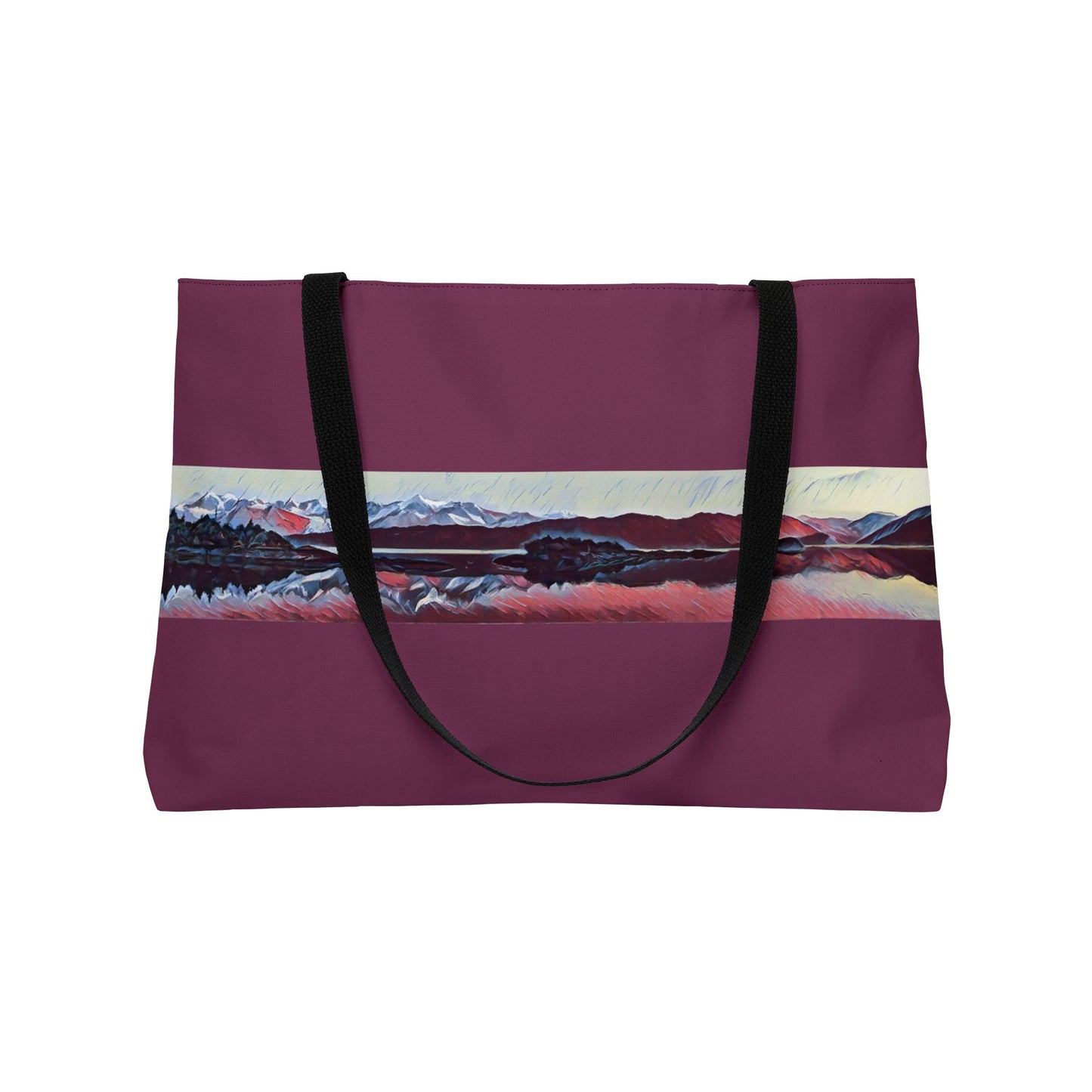 Mountain Glacier Reflection Large Tote Bag - Abstract Watercolor Nature Art