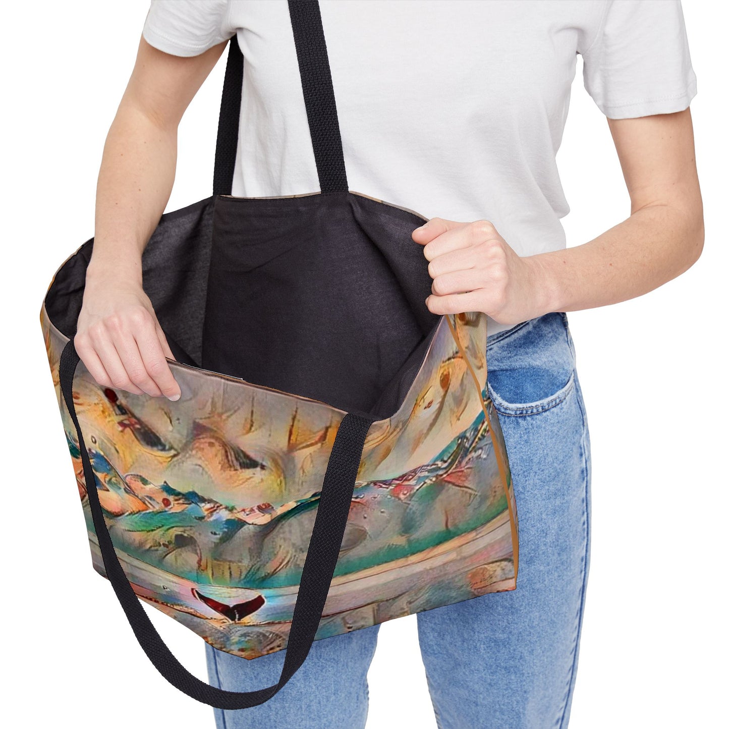 Large Tote -- Abstract Whale Tail Wilderness Bag