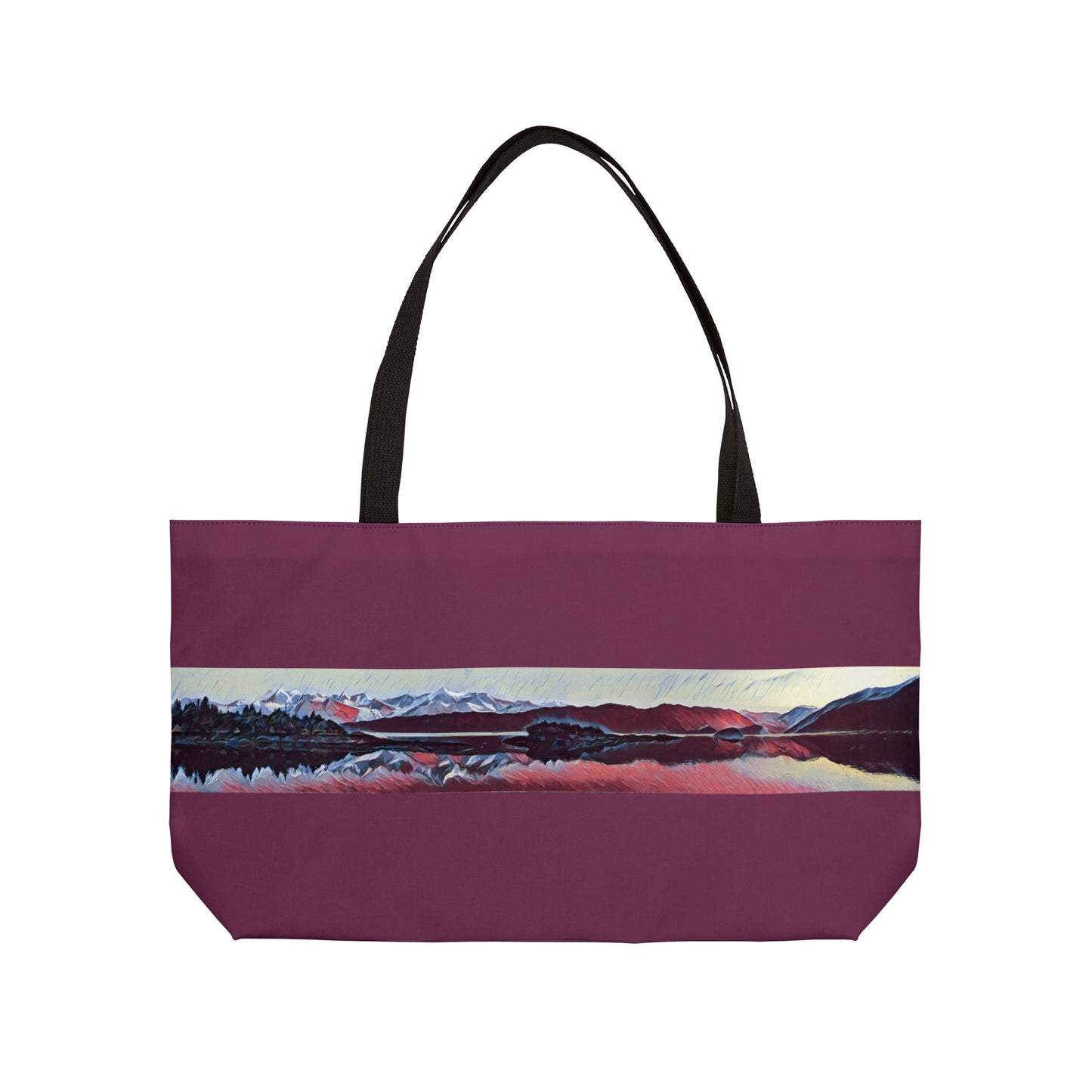 Mountain Glacier Reflection Large Tote Bag - Abstract Watercolor Nature Art