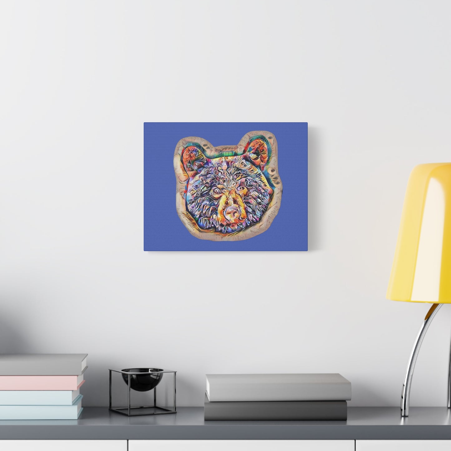 Colorful Bear Rustic Boho Wall Art — Vibrant Animal Portrait on Matte Stretched Canvas