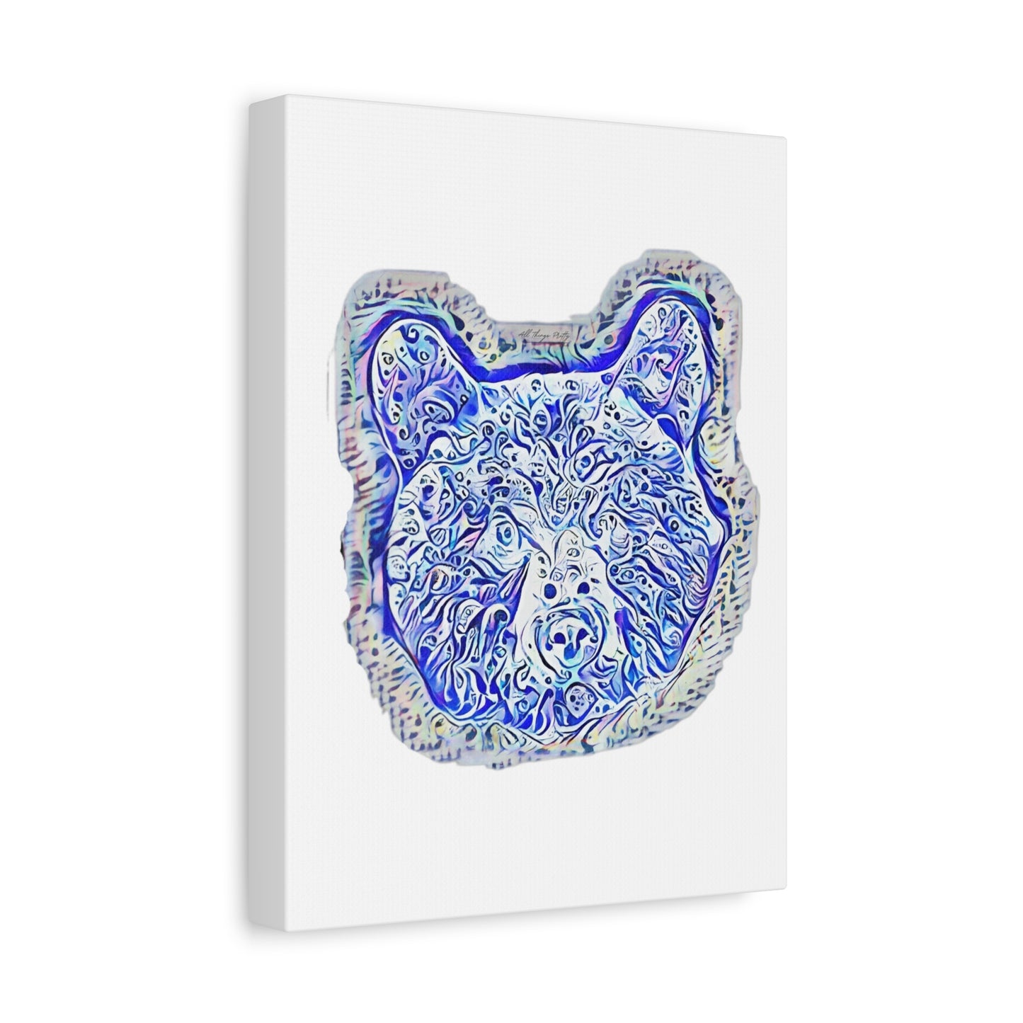 Blue Spirit Bear Canvas Wall Art — Abstract Watercolor Rustic design