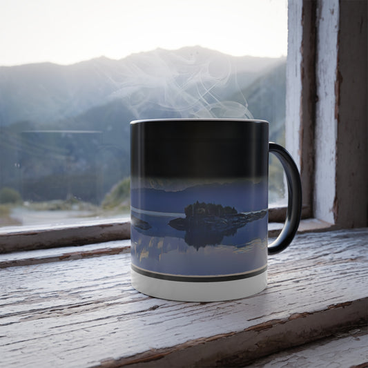 Heat Color-Changing Mug – Mountain Ocean Glacier Abstract Reflection (11 oz)