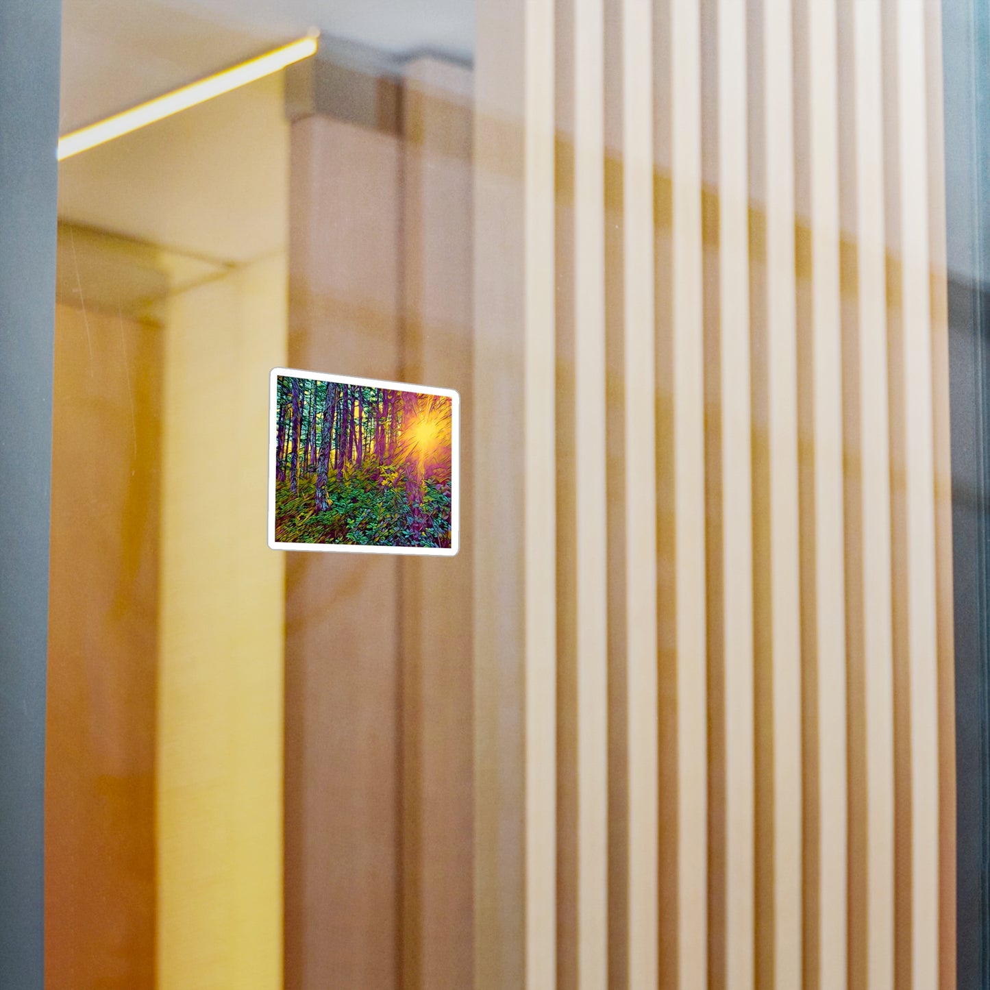 Sticker Forest Sunrise Vinyl Decal — Vibrant Woodland Sticker