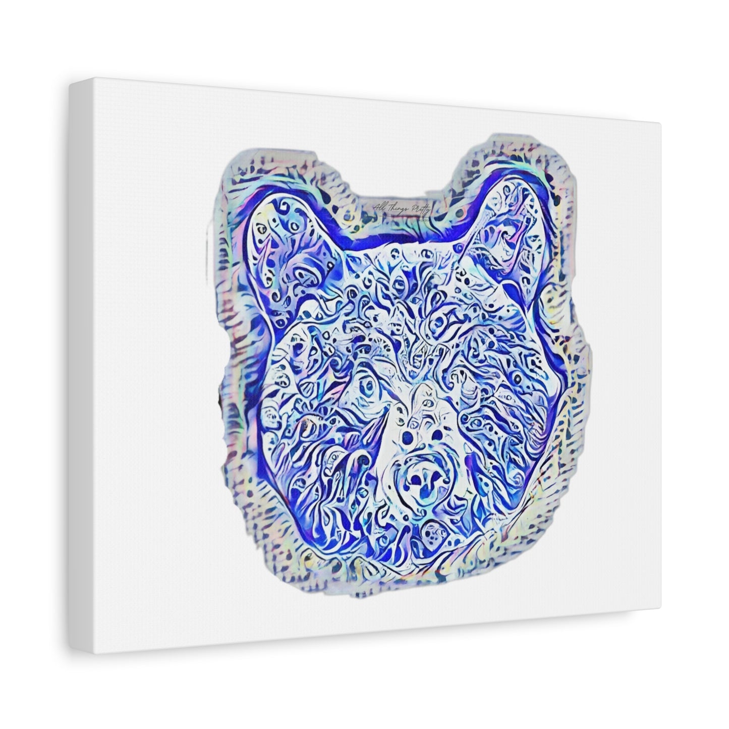 Blue Spirit Bear Canvas Wall Art — Abstract Watercolor Rustic design